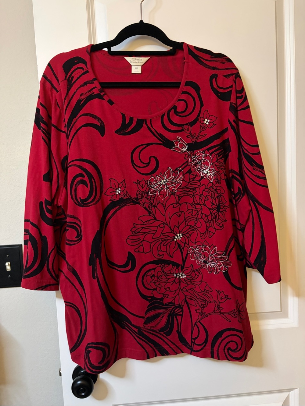 Vintage CJ Banks 3/4 Sleeve Knit Blouse - Holiday!